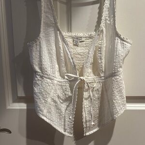 American Eagle White tie Tank Top